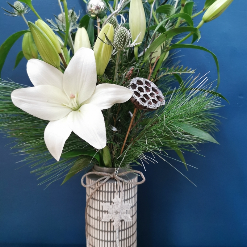 Frosted Christmas Vase Arrangement