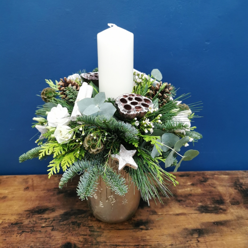 Frosted Christmas Bauble Arrangement