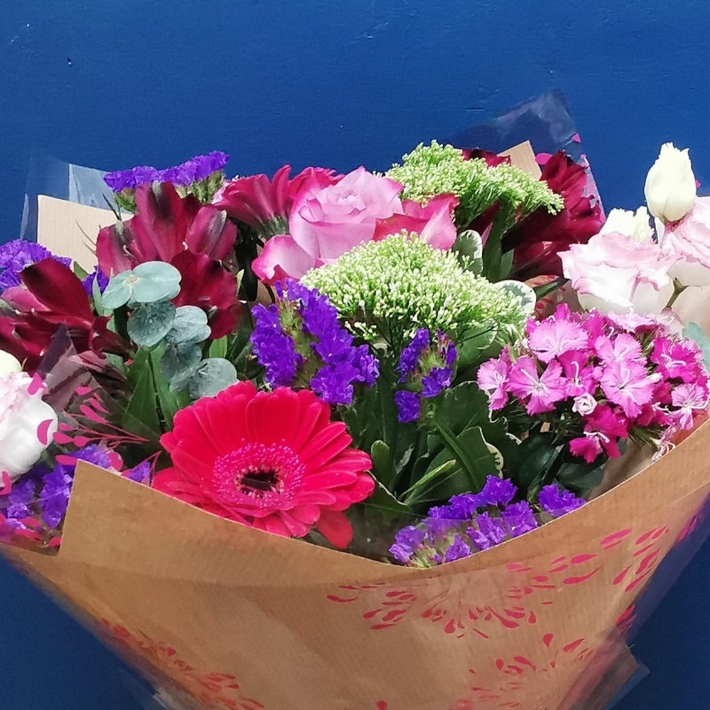 Cerise and Purple Hand Tie Bouquet