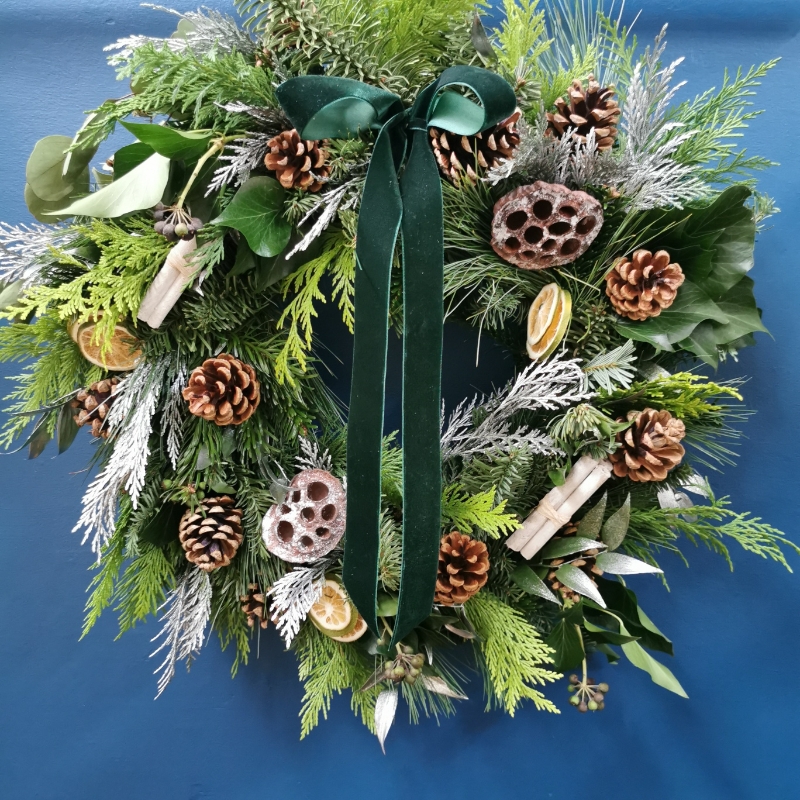 Frosted Christmas Door Wreath