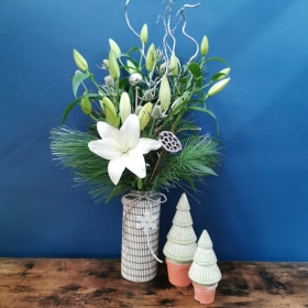 Frosted Christmas Vase Arrangement