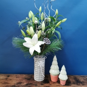 Frosted Christmas Vase Arrangement