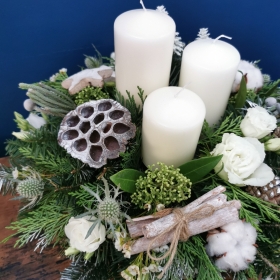 Frosted Christmas Bowl Arrangment