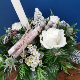 Frosted Christmas Candle Arrangment