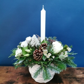 Frosted Christmas Candle Arrangment