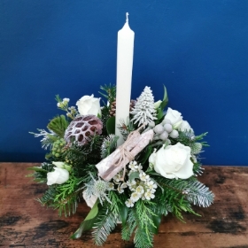 Frosted Christmas Candle Arrangment