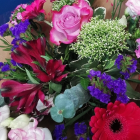 Cerise and Purple Hand Tie Bouquet