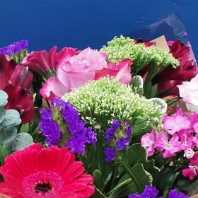 Cerise and Purple Hand Tie Bouquet