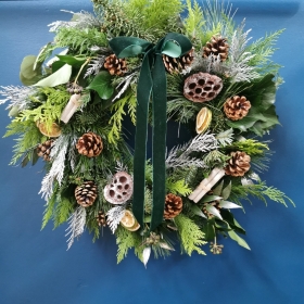 Frosted Christmas Door Wreath